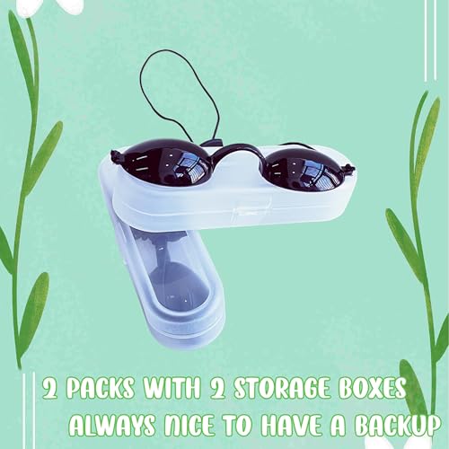 See-Through Safety Goggles Pack of 2, Transparent Safety Glasses for Tanning Use, and Half-clear Eye Protection, 2 Separate Storage Cases Included