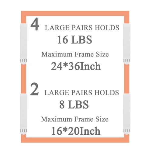 Gisde Large Picture Hanging Strips Heavy Duty, 16-Pairs(32 Strips) Sticky Picture Hangers for Walls No Damage Wall Picture Hangers Without Nails Refill Adhesive Poster Strips - size: Large-16 pairs