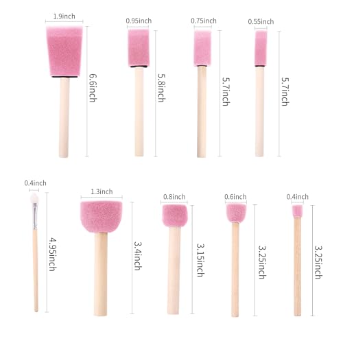 Foam Paint Brushes, 48 Pcs -10 Sizes, Paint Sponge, Premium Foam Brushes - color: Pink