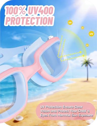 Vvinca Kids Swim Goggles, Swimming Goggles for Kids 3-14 Anti-Fog UV Protection No Leak Pool Glasses for Boys Girls - color: 01-blue & Pink