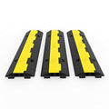 Happybuy 3 Pack of 2 Channel 11000lbs per Axle Capacity Protective Wire Cord Ramp Driveway Rubber Traffic Speed Bumps Cable Protector