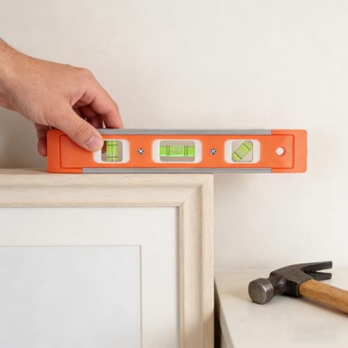10 Pack Magnetic Torpedo Level, 9 Inch Small Level Tool with 45°/90°/180° Bubbles for Measuring, Orange