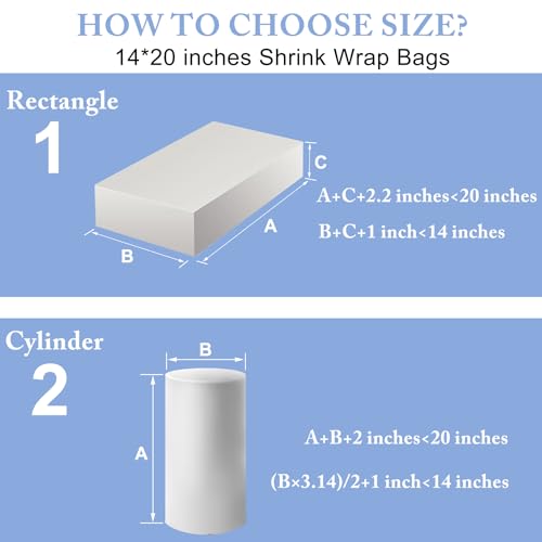 14x 20 Inches Shrink Wrap Bags 100 Pcs Clear PVC Heat Shrink Wrap - size: 14x20 inches (100 pcs)