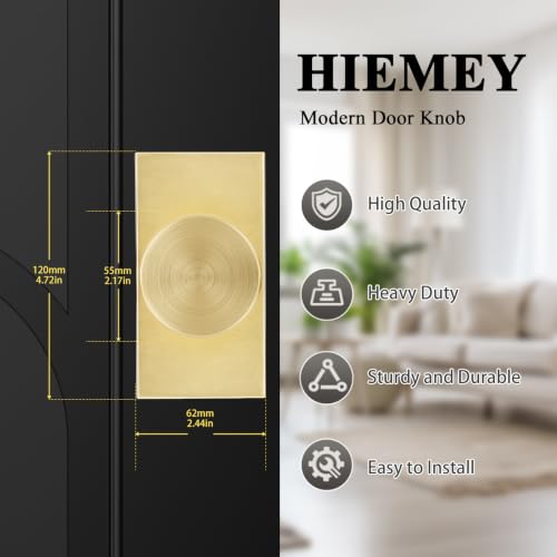 Brushed Gold Door Knobs Brass Privacy Door Knobs Interior with Lock - color: Brushed Gold
