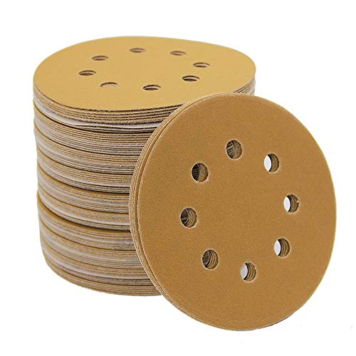 5-Inch 8-Hole Hook and Loop Sanding Discs, Orbital Sander Sandpaper Discs, 100 Pieces Round Sandpaper Set, 220 Grit - size: 220-Grit