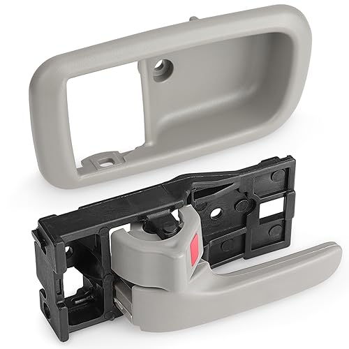 Pair of Interior Door Handles W/Bezel (Light Gray) for Toyota Tundra (Standard/Regular/Extended Cabs ONLY) 2000 2001 2002 2003 2004 2005 2006,Front Left Driver & Right Passenger Side - size: Front Left & Right