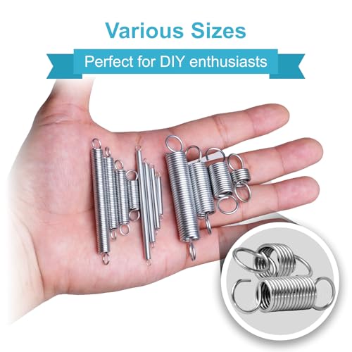 99PCS Extension Spring Assortment Kit, 12 Sizes Small Tension Springs with Dual Hook Ends, Galvanized Spring Steel Construction, Tiny Springs Set for Hobby Crafting and DIY Repair Project