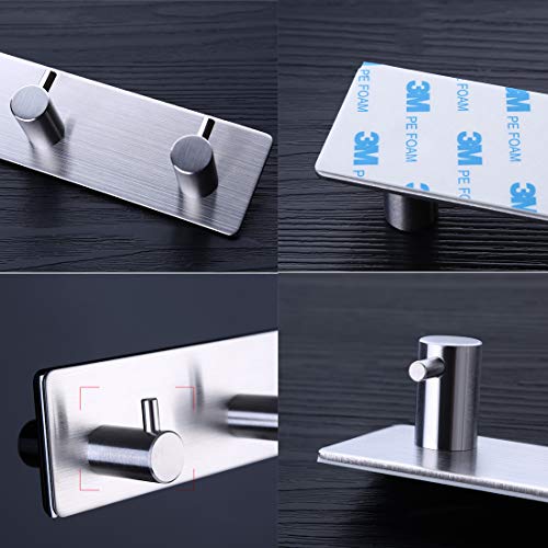 Self Adhesive Stainless Steel Hooks, Wall Mount Heavy Duty Hanger (4 hooks) - color: 4 Hooks