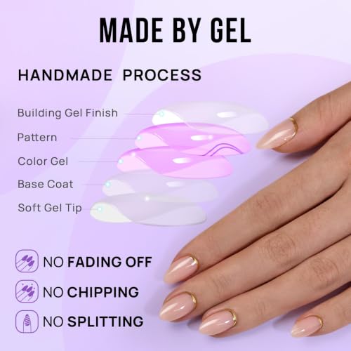 BTArtbox Press On Nails, Gold End, Short Almond, Gold Foil, 32Ct - color: A-Gold End