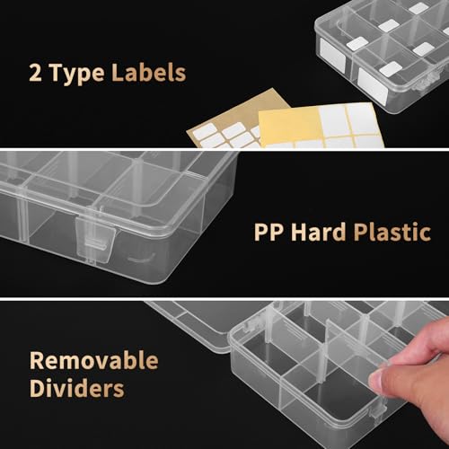 QUEFE Bead Organizer Box 4 Pack 8 Grid Plastic Tackle Box Storage Dividers - size: 4pcs