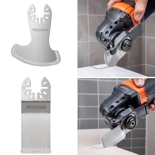 PECHAM 9PCS Diamond Oscillating Tool Blade, Multi Tool Blades Kits for Grout Removal and Soft Tile Cut, Fit Porter Cable Black & Decker Rockwell Ridgid Ryobi Milwaukee Chicago Craftsman