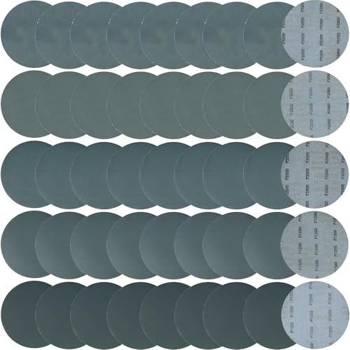50 PCS 6 Inch Silicon Carbide Wet Dry Hook and Loop Sanding Discs - 1200, 1500, 2000, 3000, 5000 Assorted Grit Waterproof Sandpaper for Automotive Wood Metal Polishing & Sanding (Fine Grit) - style: Fine Grit