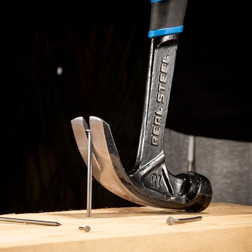 Real Steel 15 Oz One Piece Forged Curve Claw Framing Hammer with Cushion Grip 0516 - size: 15 oz