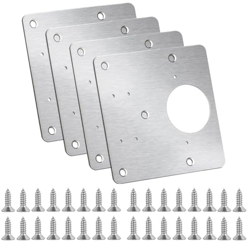 Cabinet Hinges Repair Plate,Stainless Steel Hinge Repair Brackets Kit,Kitchen Cupboard Door Hinge Repair Plate Kit Includes Fixing Screws,Protect Wooden Kitchen Cabinet Door,Furniture(4 PCS)… - size: 4 Pieces