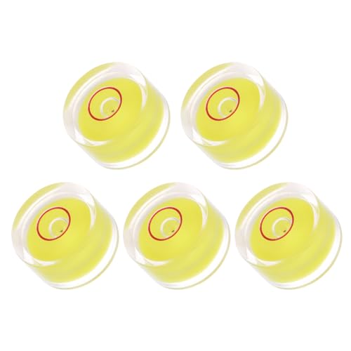 5pcs Small Circular Bubble Spirit Levels - [15mm Diameter 6mm Thickness] Mini Round RV Level Leveling Tools for Travel Trailer Turntable Camera, Yellow - color: Yellow, size: 15mm x 6mm