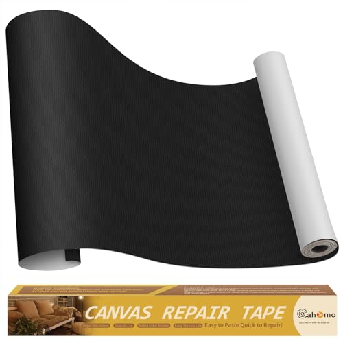Cahomo Canvas Repair Tape 16x79 inch, Self Adhesive Fabric Patches, Couch Repair Patch Kit, Fabric Repair Tape for Furniture, Sofas, Carpet, DIY, Headboards, Chairs, Pillows, Canvas Goods - Black - color: Black, size: 16x79 inch