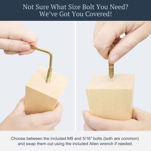 Airy Abode Premium Ash Wood Square Furniture Legs (Full Install Kit) - Pick Your Size and Color - color: Natural Ash Wood, size: 5 Inches