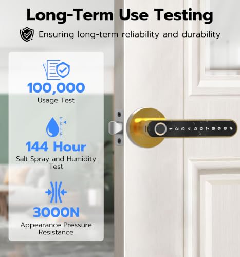 Anweller Fingerprint Door Handle Lock, Smart Keyless Entry with App