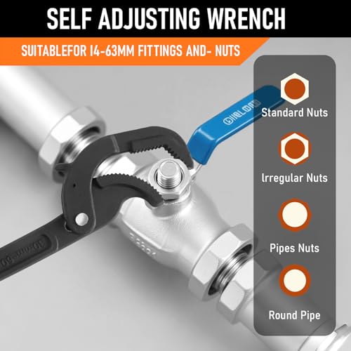Pipe Wrench Set, 10” and 15” Self Adjusting Wrench 2-Piece Plumbing Tools for 0.55“-2.36”/14-60mm Standard Nuts, Irregular Nuts,Pipes Use