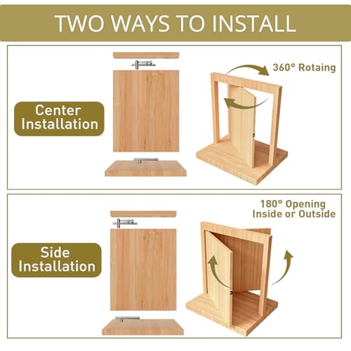 2-Pack Heavy-Duty Stainless Steel 360° Door Pivot Hinge System – Durable Hinges for Wood Doors - 220lbs Capacity - size: 220lbs 2-pack