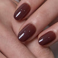 CurvLife Short Oval Press On Nails, Cocoa Muse Cocoa Brown, Soft Gel - color: Cocoa Muse