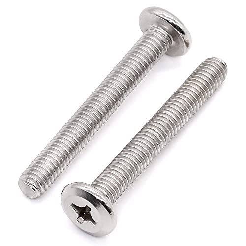 Glvaner (50 pcs) M4-0.7 x 35mm Binding Screws, Flat Round Head Phillips Drive Machine Screw 304 Stainless Steel 18-8 Full Thread, Furniture Screw Connection Bolt Screw - size: M4-0.7 x 35mm