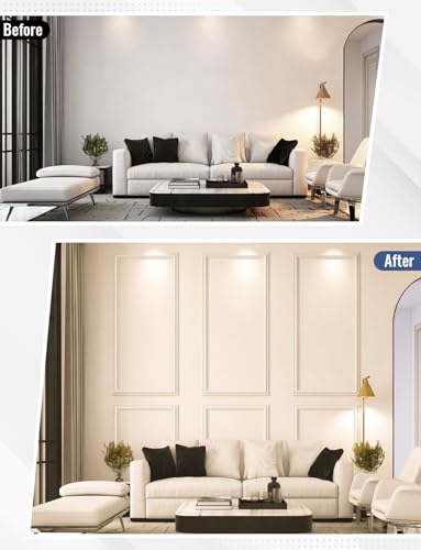 Peel and Stick Wall Molding Kit, 3 Set Pre-Cut Wainscoting Panels