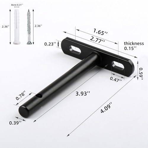 4 Inch Floating Shelf Bracket Hidden Hardware Brackets 6-Pack for Wood - Heavy Duty Stainless Steel Metal Hidden Shelves Support Kit | Upgrade Fixed Holes| with Expansion Tube + Screw (Black) - size: 4 in