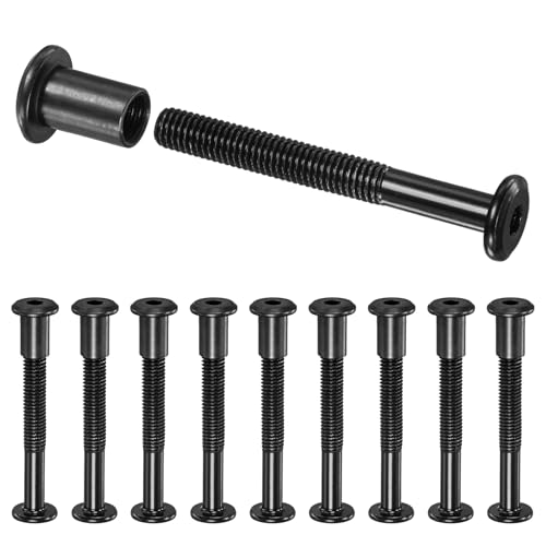 M METERXITY 10-Pack Hex Drive Socket Cap Bolt, M8 x 46mm Carbon Steel Furniture Connector Bolts Barrel Nuts for Furniture Assembly/Cabinet/DIY Binding Post Screws Rivet Fasteners [Black] - size: M8 x 46mm