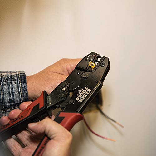 Klein Tools 3005CR Wire Crimper Tool, Ratcheting Insulated Terminal Crimper for 10 to 22 AWG Wire - size: One Size, style: Insulated Terminals