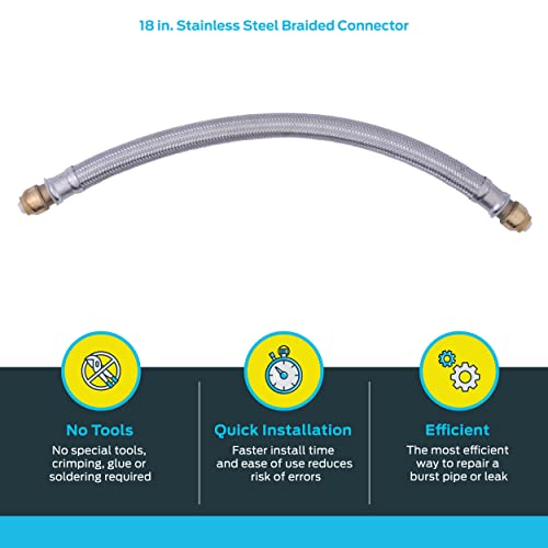 SharkBite 1/2 x 18 Inch Flexible Repair Coupling Hose, Push To Connect Brass Plumbing Fitting, PEX Pipe, Copper, CPVC, PE-RT, HDPE, U3008FLEX18LF - size: 1/2 in. x 1/2 in. x 18 in., style: SharkBite