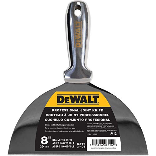 DEWALT 8" All Stainless Steel Joint Knife | One-Piece Premium Polished Metal Putty Blade | 2-408 - size: 8-Inch
