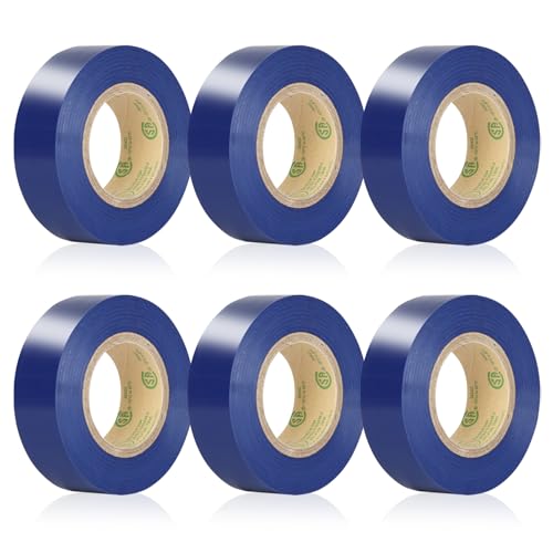 Blue Electrical Tape, UL Approved, 0.7in x 33ft, 6 Pack - color: Blue