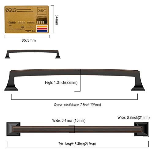 Amerdeco 10 Pack Oil Rubbed Bronze Cabinet Pulls 7.5 Inch(192mm) Hole Center Cabinet Hardware Kitchen Cabinet Handles for Bathroom Drawer Pulls Dresser Pulls ZH0010 - color: Oil Rubbed Bronze, size: 7.5"/192MM Hole Center