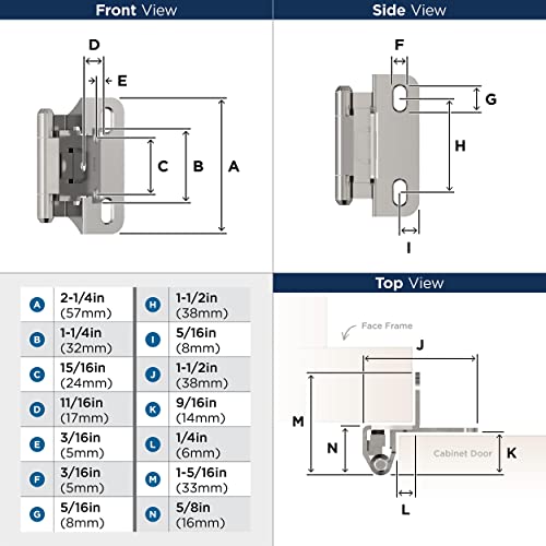 Amerock 1 Pair 1/4" Overlay Polished Chrome Partial Wrap Cabinet Hinge - color: Polished Chrome, size: 1/4 Inch (6 mm) Overlay