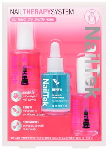 Nail Tek Therapy Kit – Nail Repair for Damaged Nails, Hydrate, Renew & Strengthen Nails Treatment, Made in USA, 0.5 fl oz each - color: Pink