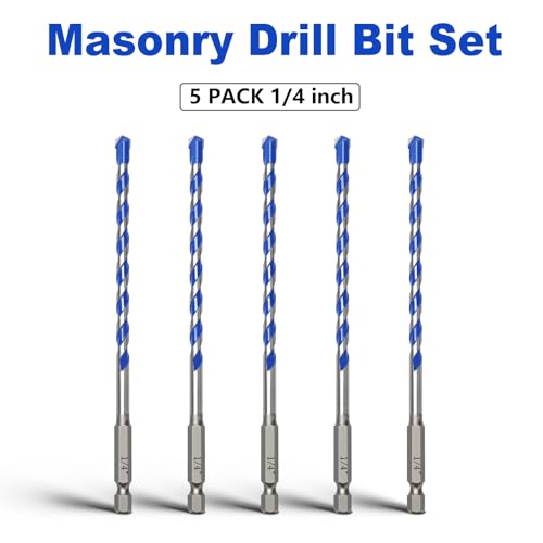 5 Pack 1/4 inch Masonry Drill Bit Set,Concrete Drill Bit Set - style: 1/4"（5 Pcs）
