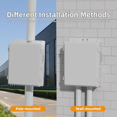 Joinfworld White Outdoor Electrical Box Waterproof Nema Enclosure 16x11x6 Plastic WiFi Box with Fan Vented Dust Screen - size: 15.7"x11"x5.9" Non-Slip Buckle