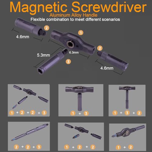 24 in 1 DIY Ratchet Screwdriver Set,Multi Bit Magnetic Screwdriver Set with Storage Case, Removable Self Assembly Screwdriver Kit for Furniture, Bicycle,Computer (24 in 1 Black) - color: 24 in 1 Black