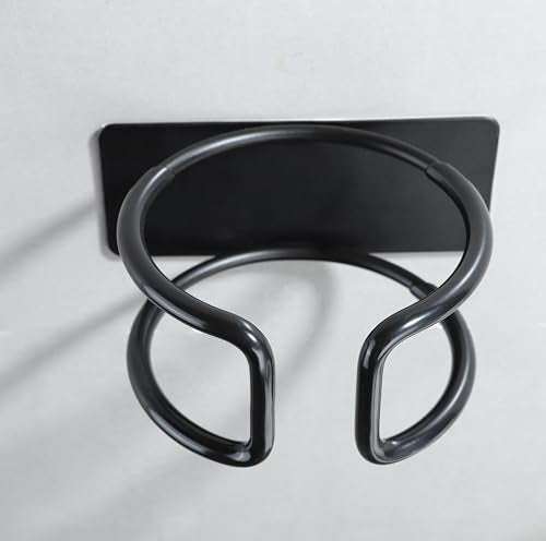 YIGII Universal Hair Dryer Holder, Wall Mounted Adhesive Rack, Black - color: Matte Black