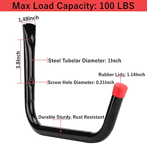 Heavy Duty Garage Storage Hooks,15Inch Jumbo Arm Kayak Wall Hangers 100 LB Capacity, Steel Canoe Rack for Outdoor or Indoor - size: 15inch(4Pcs)