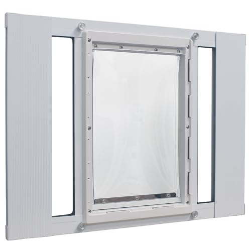 Ideal Pet Products Aluminum Sash Window Pet Door - size: 10-1/2" x 15" Large Flap Size, style: Window Width: 27" - 32"