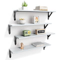 ROMGUAR CRAFT Wood Wall Floating Shelves Set of 4, 23.6" x 6" - Light Grey - color: Light Grey, size: 23.6" x 6"