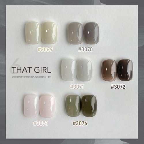 GAOY Dark Gel Nail Polish Set, 6 Colors Milky Jelly Colors Black Green Gray | Buildable Color, Blooming Effect, UV Lamp Required, Long Lasting, Easy to Apply, Salon Manicure at Home - color: That Girl XNK0633