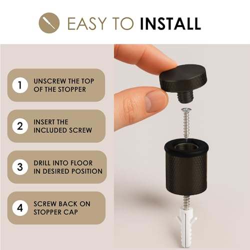 Mega Handles Knurled Floor Door Stopper Matte Black (1-Pack) - Floor Mount - color: Matte Black, size: 1 Pack