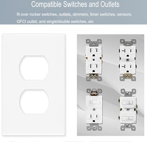 1-Gang Screwless Duplex Wall Plate Cover Single Switch Outlet Electrical Faceplate for Light Switch, Smart Switch, Receptacle, Dimmers, USB Outlet, GFCI, Child Safe Cover Plate, White (4-Pack) - color: Single Duplex-White, size: 4 Pack