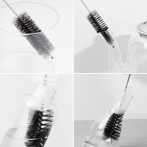 12Pcs Glass Tube Pipe Cleaners Brush Kit,Long Nylon Straw Brush