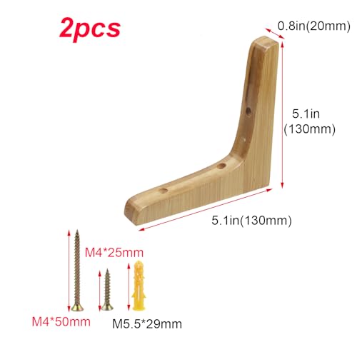 Antrader 2PCS L Shape Wooden Shelf Brackets,5.1"×5.1"×0.8",Light Brown - color: Light Brown, size: 5.1"×5.1"×0.8",2pcs