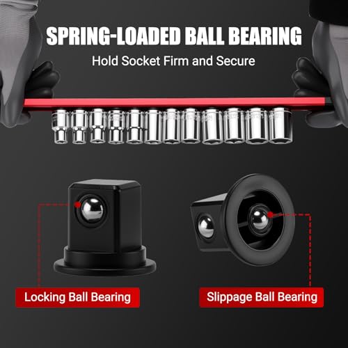 EMENTOL 8-Piece Magnetic Socket Organizer and Screwdriver Organizer Set, 6-Piece Detachable Trays for 1/4", 3/8", 1/2" Sockets & 2-Piece Screwdriver and Wrench Holder, Aluminum Alloy Storage for Tools - size: 8-Piece Set
