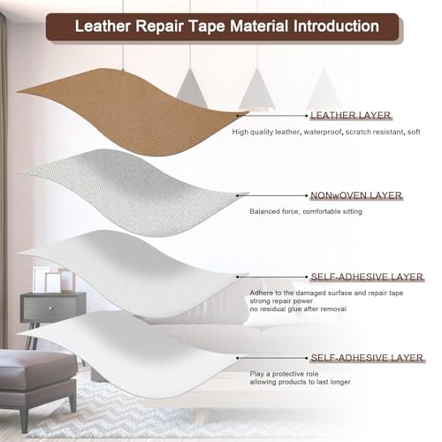JDLUGH Leather Repair Patch Tape, 8.2x11 Inch, Yellowish Brown 2.0, 2PCS - color: Khaki, size: 8.2x11 Inch